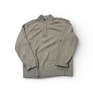 Raffi Wool/Cashmere Blend Gray Mock Neck 1/4 Zip Men Pullover Sweater Size Large